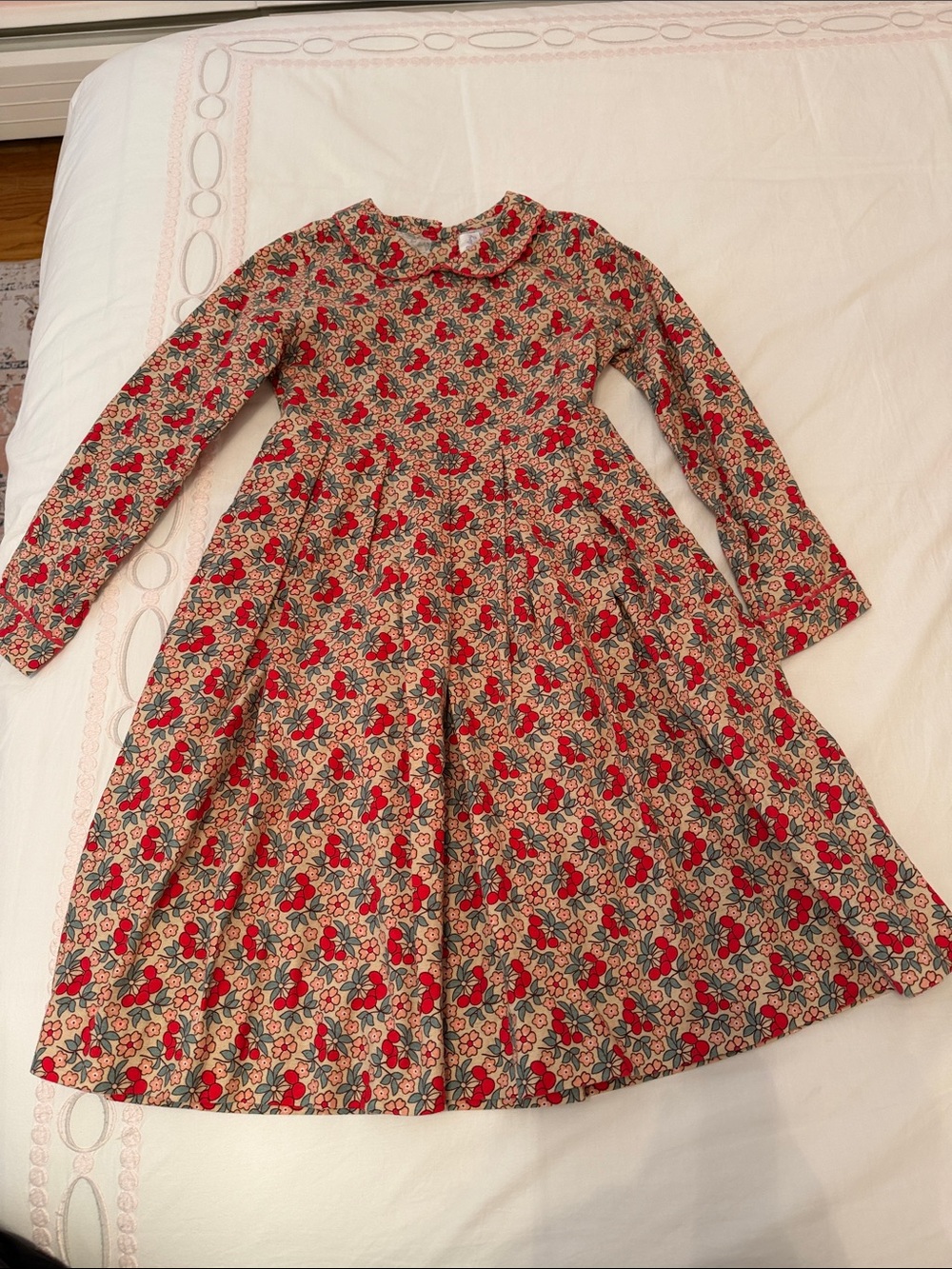 Rachel Riley Red and Green Floral Long-Sleeve Dress